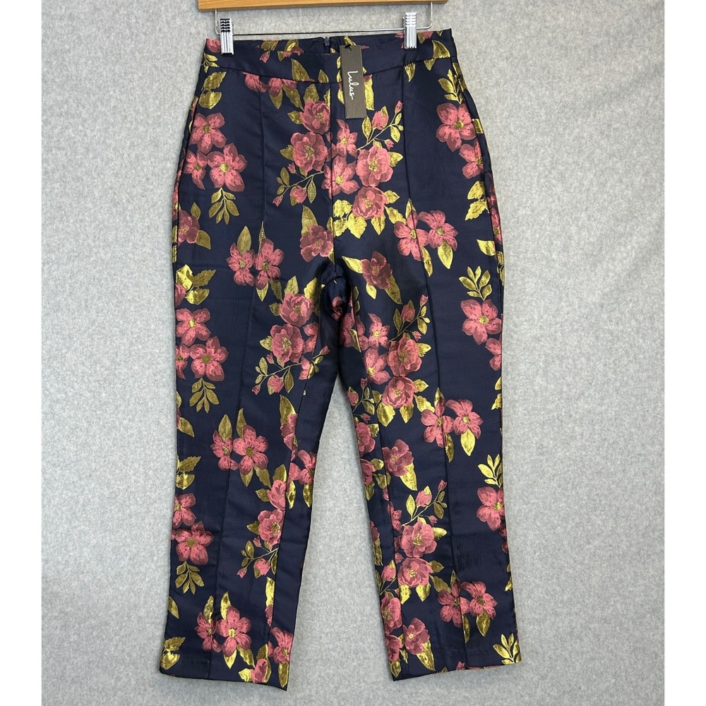 Lulus Size Small Bloom Boldly Floral Satin Jacquard Trouser Pants High WaistNWT